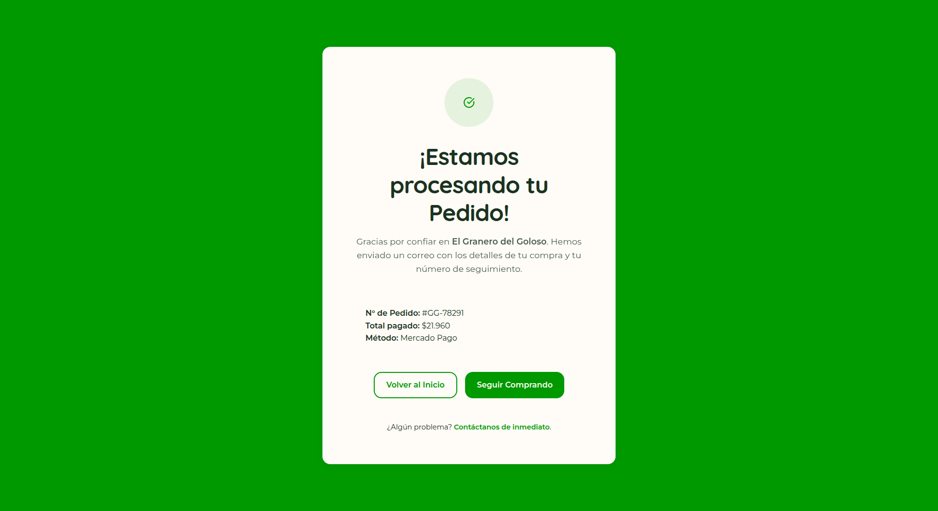 Confirmación E-commerce